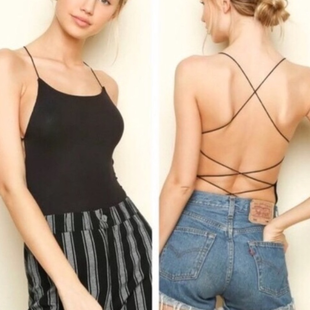 Black Strappy Back Body Suit